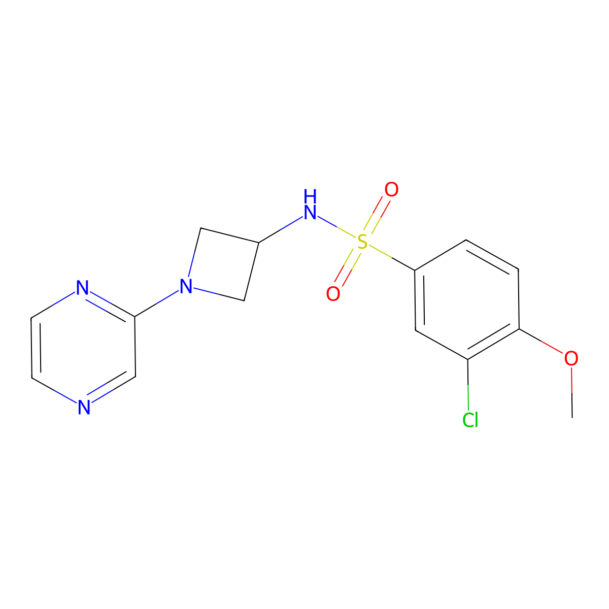 3-chloro-4-methoxy-N-[1-(pyrazin-2-yl)azetidin-3-yl]benzene-1-sulfonamide molecular structure, CAS 2415522-47-1