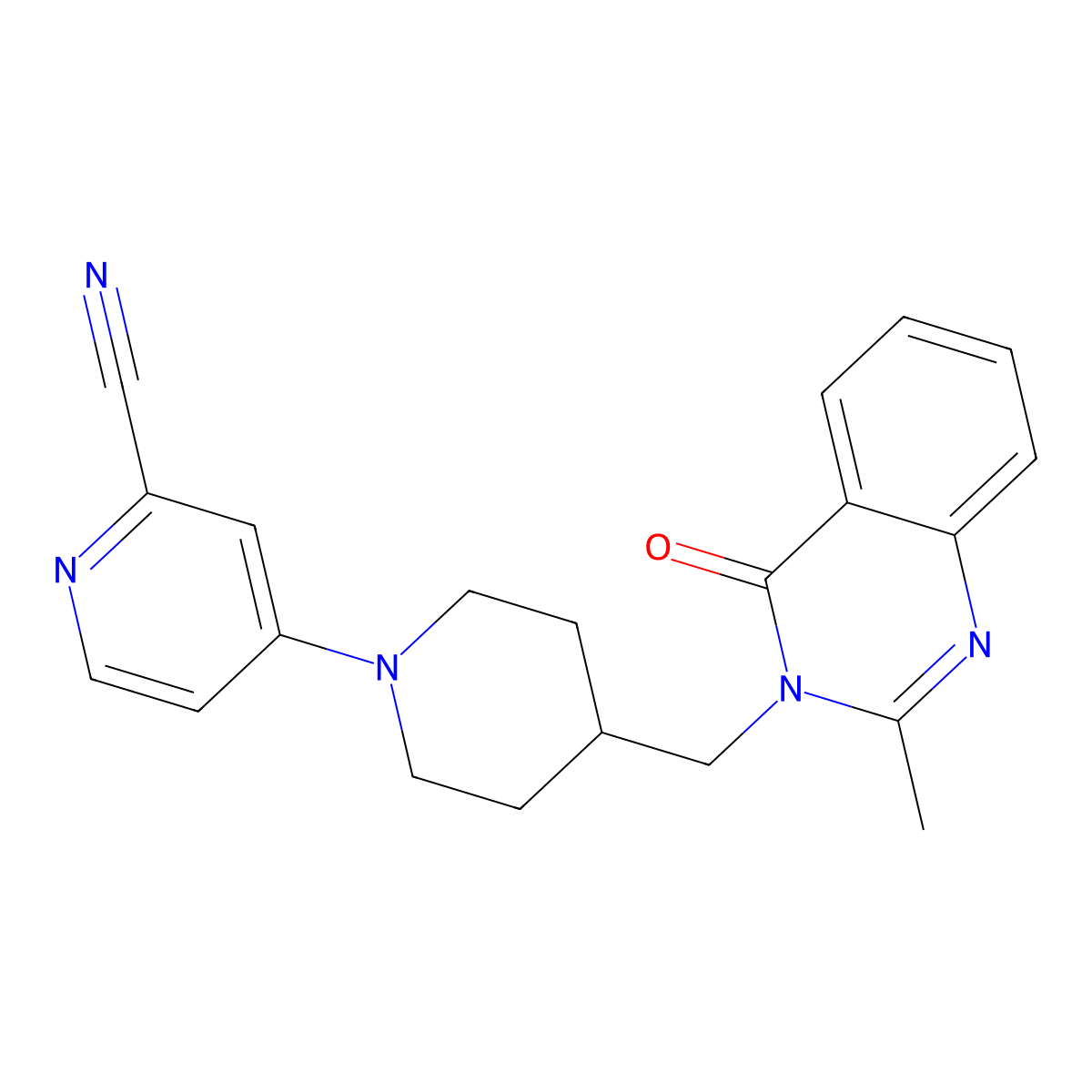 4-{4-[(2-Methyl-4-oxo-3,4-dihydroquinazolin-3-yl)methyl]piperidin-1-yl}pyridine-2-carbonitrile molecular structure, CAS 2415522-50-6