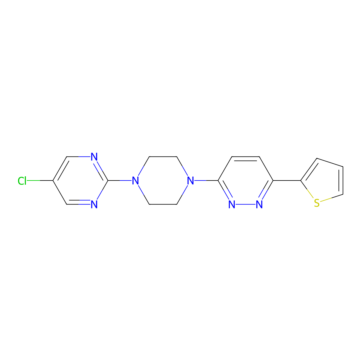 3-[4-(5-Chloropyrimidin-2-yl)piperazin-1-yl]-6-(thiophen-2-yl)pyridazine molecular structure, CAS 2415522-52-8