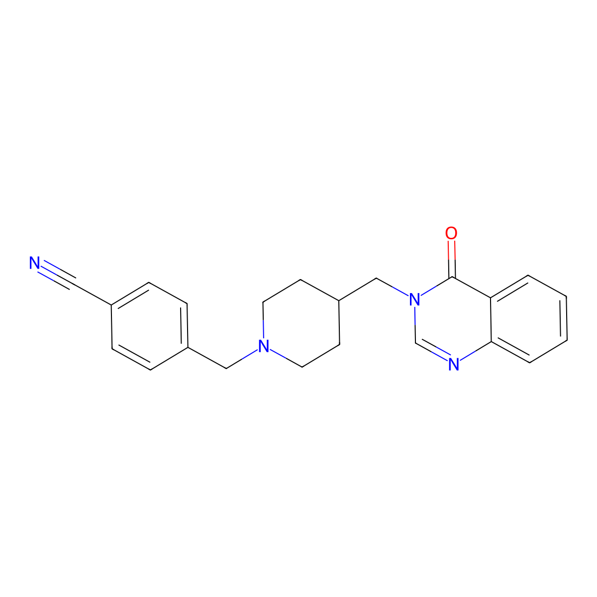 4-({4-[(4-Oxo-3,4-dihydroquinazolin-3-yl)methyl]piperidin-1-yl}methyl)benzonitrile molecular structure, CAS 2415522-57-3