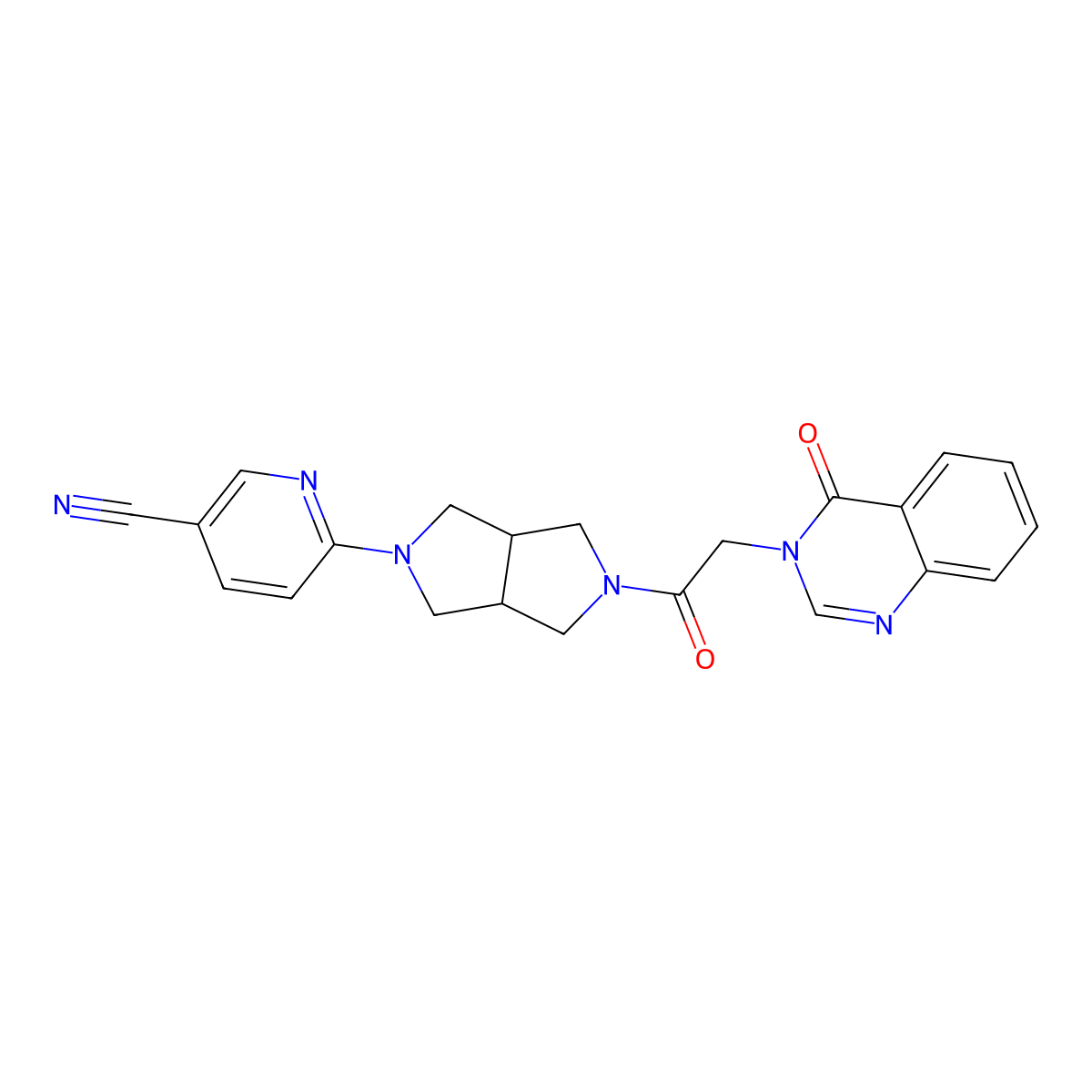 6-{5-[2-(4-Oxo-3,4-dihydroquinazolin-3-yl)acetyl]-octahydropyrrolo[3,4-c]pyrrol-2-yl}pyridine-3-carbonitrile molecular structure, CAS 2415522-62-0