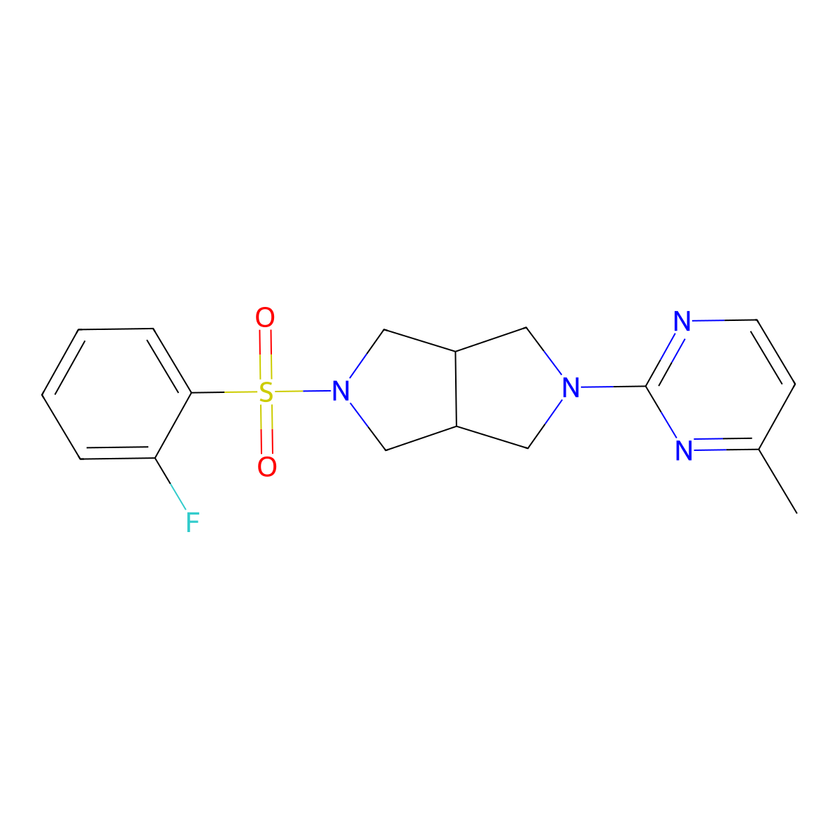 2-[5-(2-Fluorobenzenesulfonyl)-octahydropyrrolo[3,4-c]pyrrol-2-yl]-4-methylpyrimidine molecular structure, CAS 2415522-65-3
