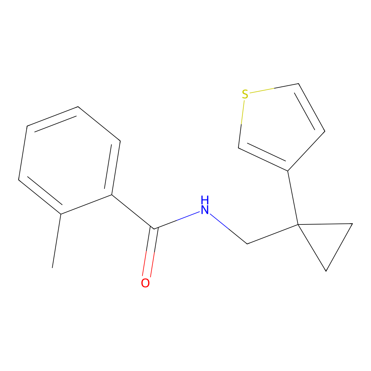 2-methyl-N-{[1-(thiophen-3-yl)cyclopropyl]methyl}benzamide molecular structure, CAS 2415522-67-5