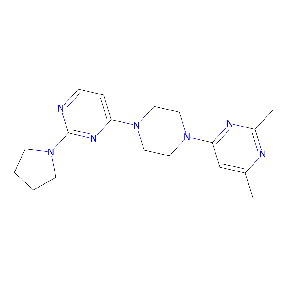 4-[4-(2,6-Dimethylpyrimidin-4-yl)piperazin-1-yl]-2-(pyrrolidin-1-yl)pyrimidine molecular structure, CAS 2415522-69-7