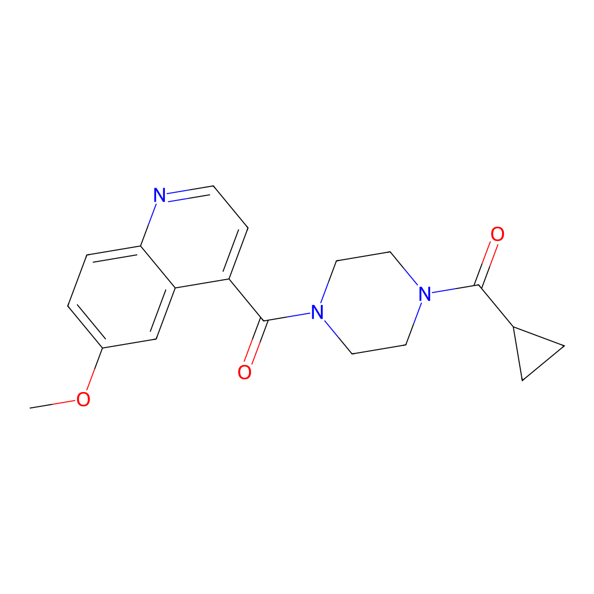 4-(4-Cyclopropanecarbonylpiperazine-1-carbonyl)-6-methoxyquinoline molecular structure, CAS 2415522-71-1