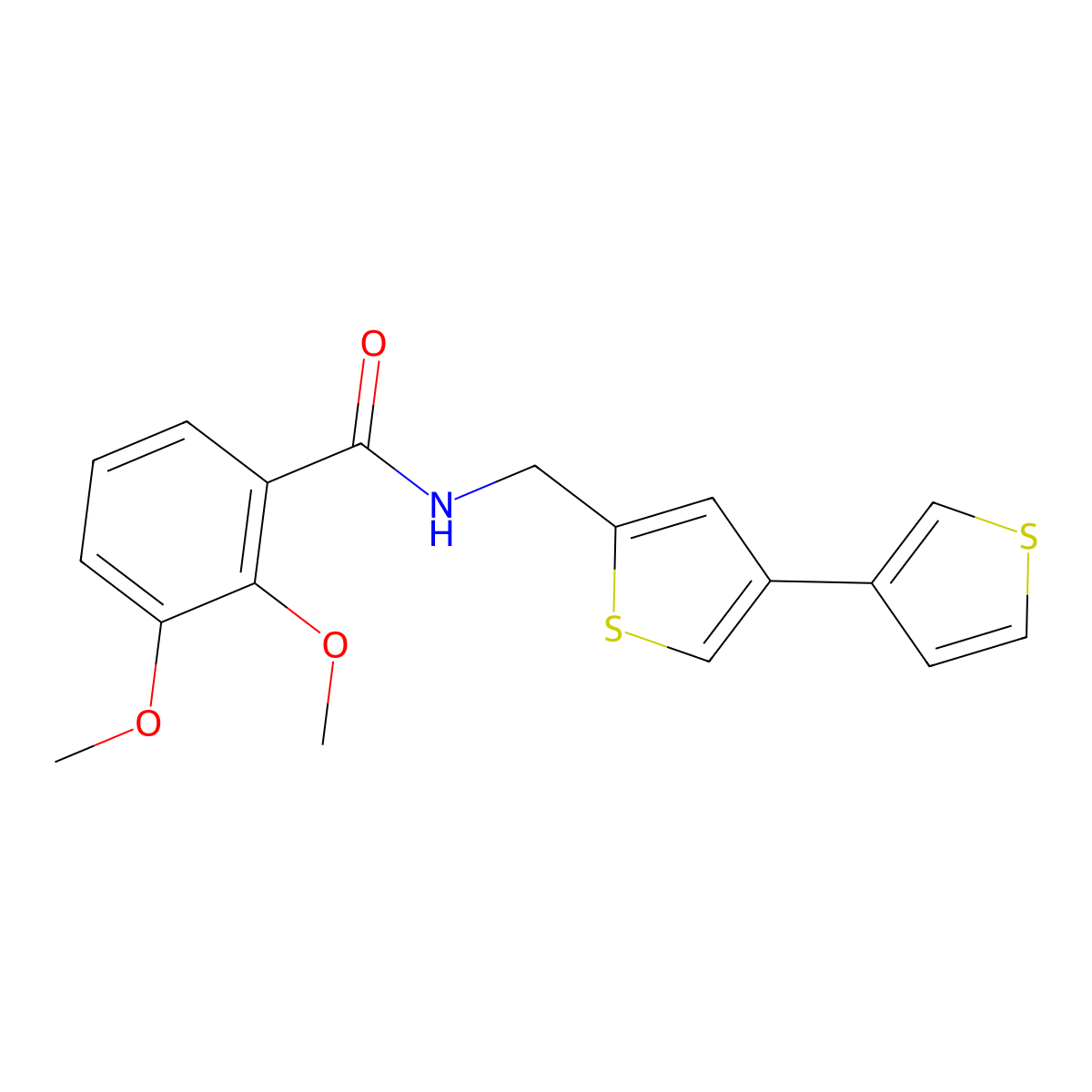 N-({[3,3'-bithiophene]-5-yl}methyl)-2,3-dimethoxybenzamide molecular structure, CAS 2415522-72-2
