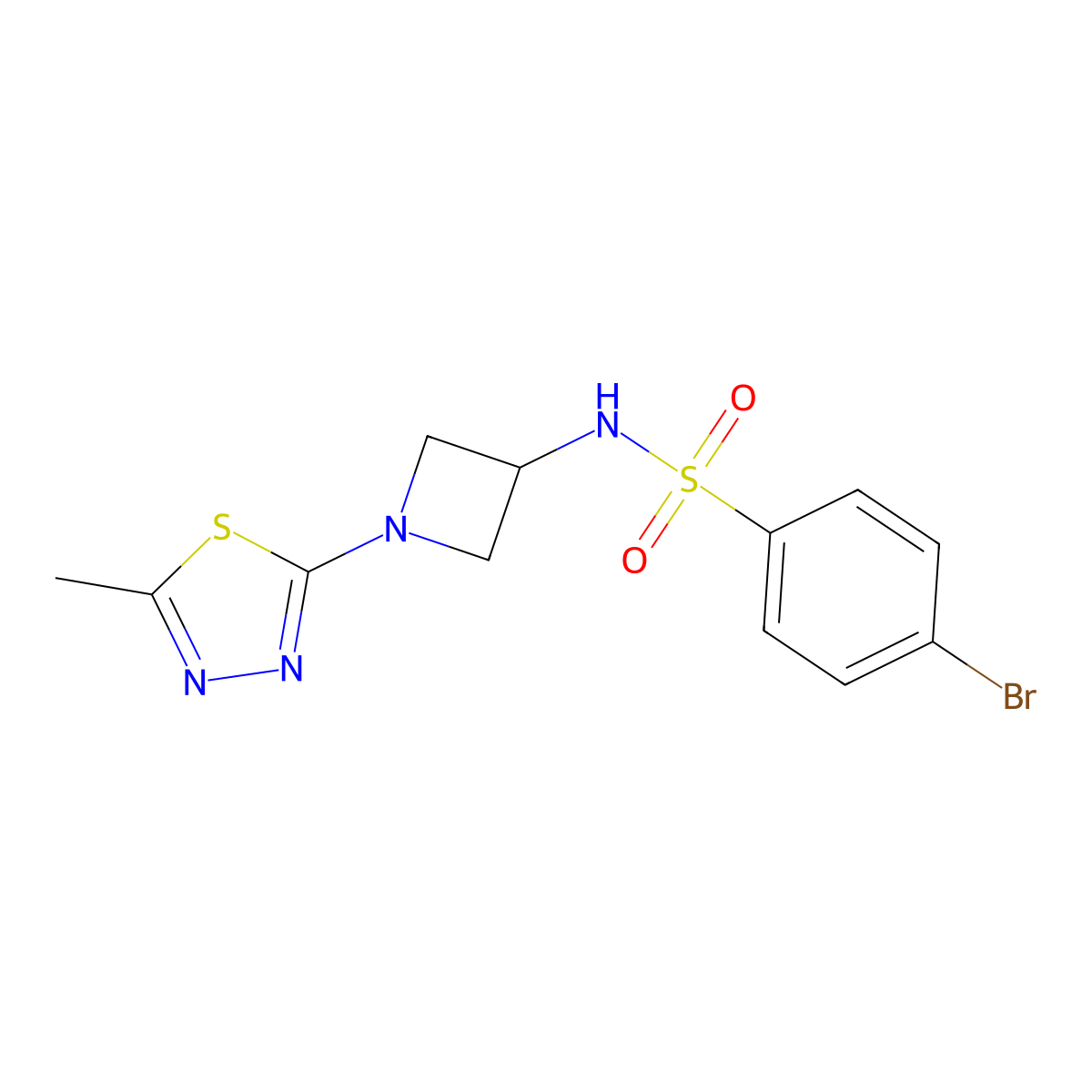 4-bromo-N-[1-(5-methyl-1,3,4-thiadiazol-2-yl)azetidin-3-yl]benzene-1-sulfonamide molecular structure, CAS 2415522-74-4