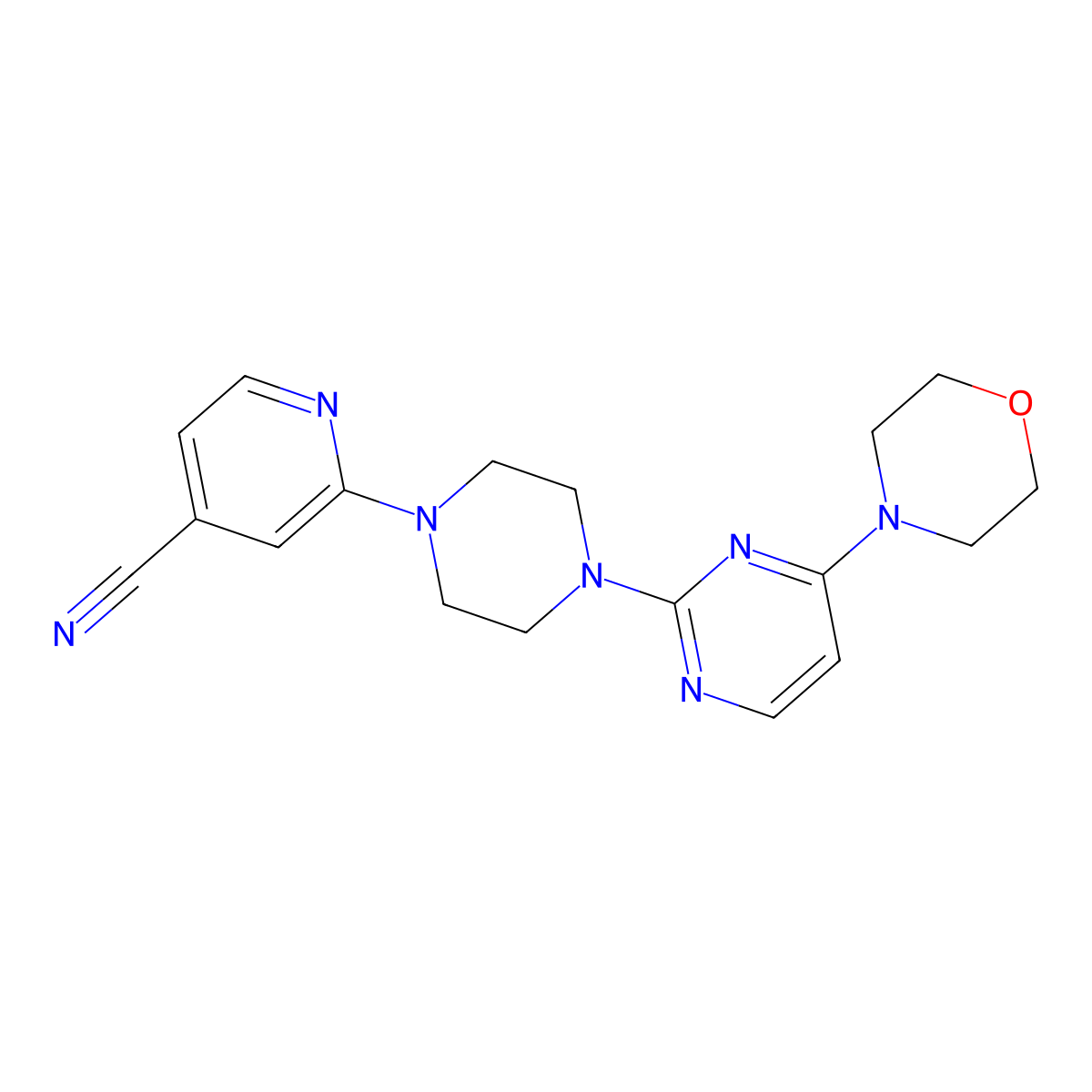 2-{4-[4-(Morpholin-4-yl)pyrimidin-2-yl]piperazin-1-yl}pyridine-4-carbonitrile molecular structure, CAS 2415522-89-1