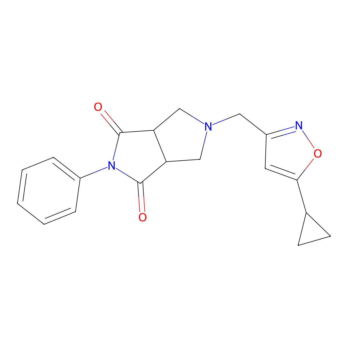 5-[(5-Cyclopropyl-1,2-oxazol-3-yl)methyl]-2-phenyl-octahydropyrrolo[3,4-c]pyrrole-1,3-dione molecular structure, CAS 2415522-96-0