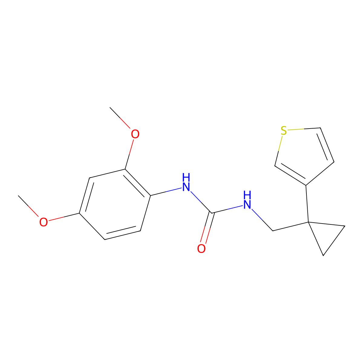 1-(2,4-Dimethoxyphenyl)-3-{[1-(thiophen-3-yl)cyclopropyl]methyl}urea molecular structure, CAS 2415522-97-1