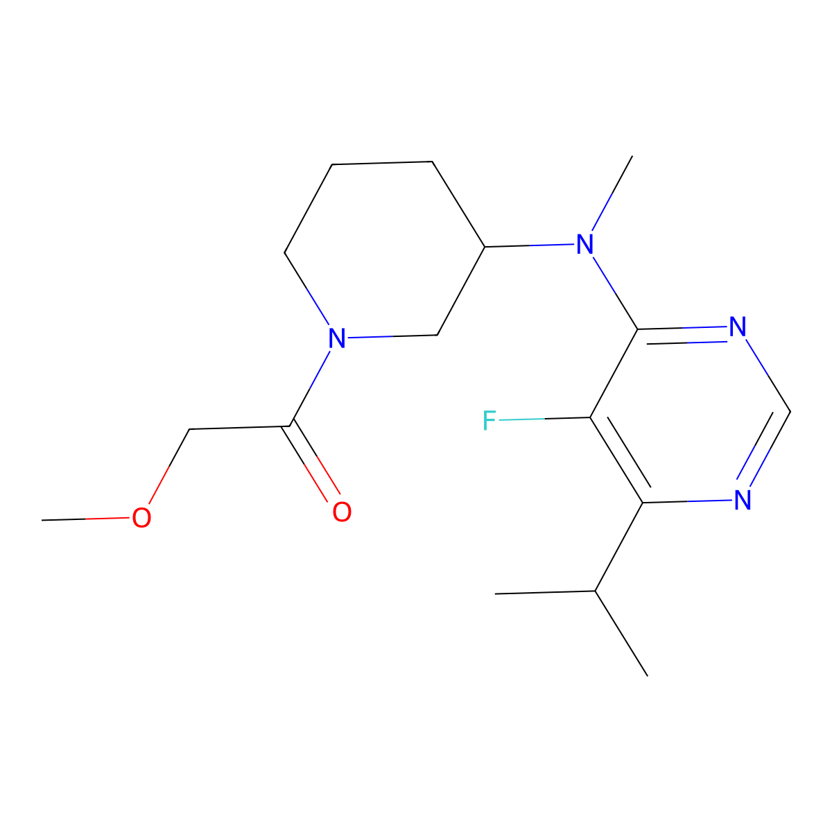 1-(3-{[5-Fluoro-6-(propan-2-yl)pyrimidin-4-yl](methyl)amino}piperidin-1-yl)-2-methoxyethan-1-one molecular structure, CAS 2415522-98-2