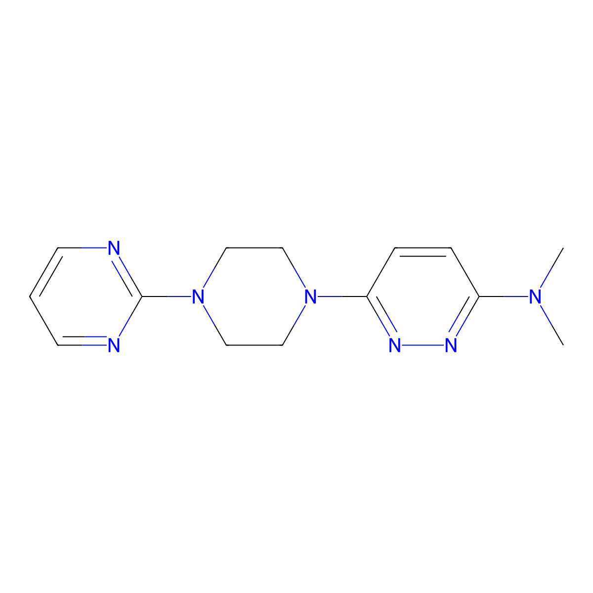 N,N-dimethyl-6-[4-(pyrimidin-2-yl)piperazin-1-yl]pyridazin-3-amine molecular structure, CAS 2415523-00-9