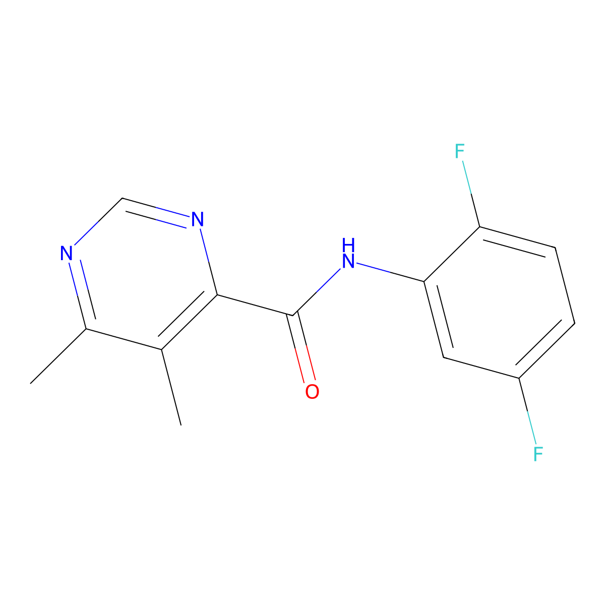 N-(2,5-Difluorophenyl)-5,6-dimethylpyrimidine-4-carboxamide molecular structure, CAS 2415523-16-7