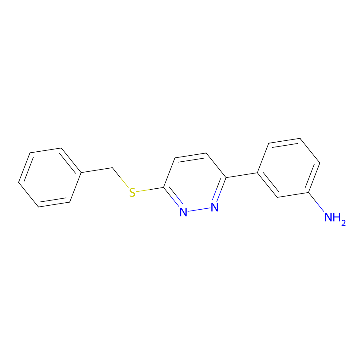 3-[6-(Benzylsulfanyl)pyridazin-3-yl]aniline molecular structure, CAS 2415523-23-6