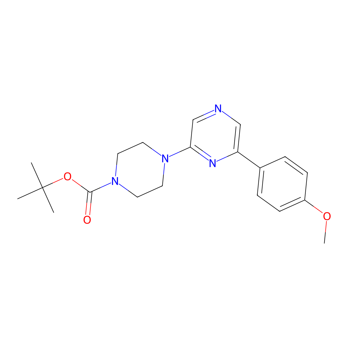 Tert-butyl 4-[6-(4-methoxyphenyl)pyrazin-2-yl]piperazine-1-carboxylate molecular structure, CAS 2415523-30-5