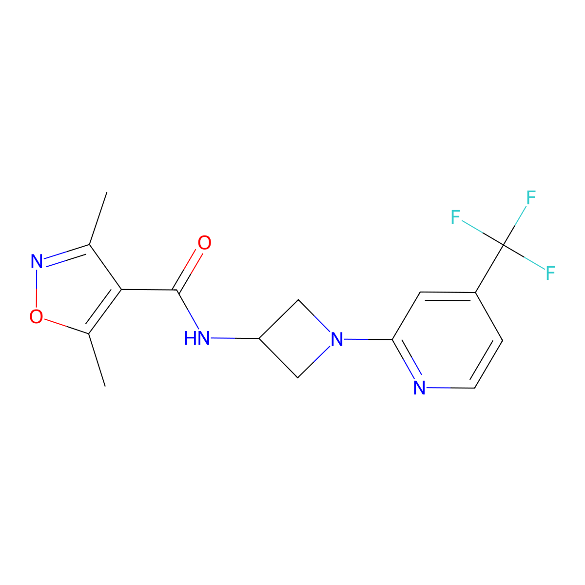 3,5-dimethyl-N-{1-[4-(trifluoromethyl)pyridin-2-yl]azetidin-3-yl}-1,2-oxazole-4-carboxamide molecular structure, CAS 2415523-43-0