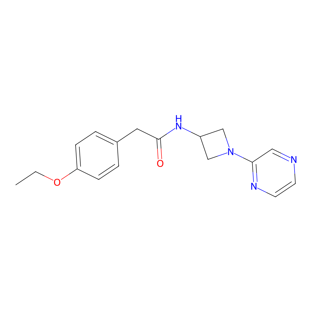 2-(4-ethoxyphenyl)-N-[1-(pyrazin-2-yl)azetidin-3-yl]acetamide molecular structure, CAS 2415523-49-6