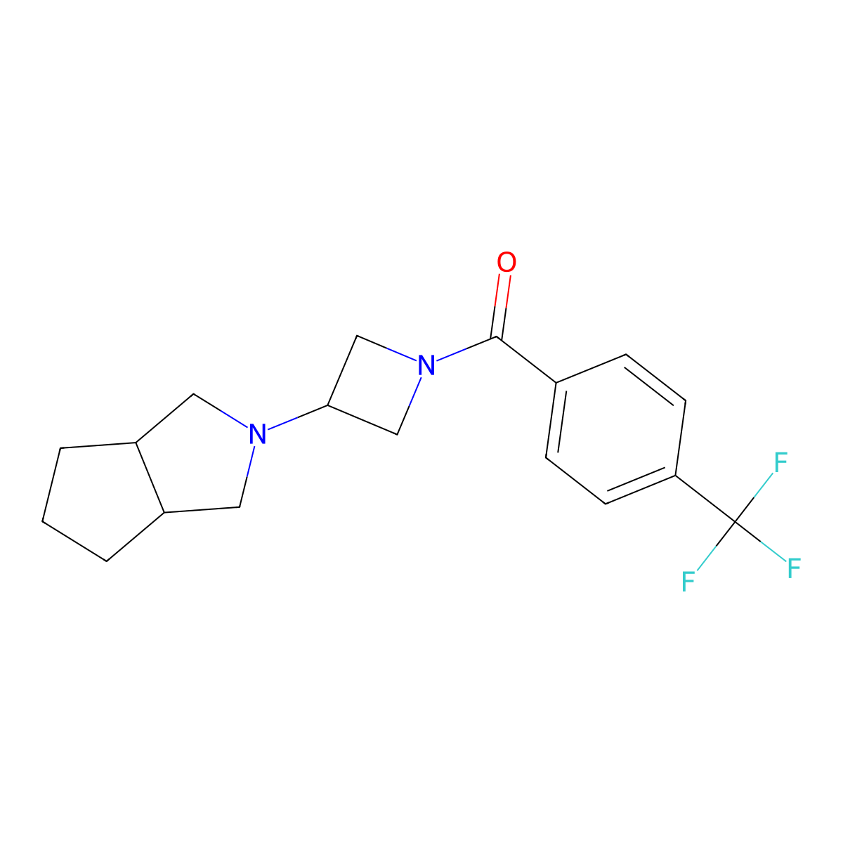 3-{Octahydrocyclopenta[c]pyrrol-2-yl}-1-[4-(trifluoromethyl)benzoyl]azetidine molecular structure, CAS 2415523-51-0