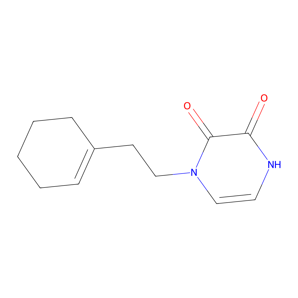 1-[2-(Cyclohex-1-en-1-yl)ethyl]-1,2,3,4-tetrahydropyrazine-2,3-dione molecular structure, CAS 2415523-53-2