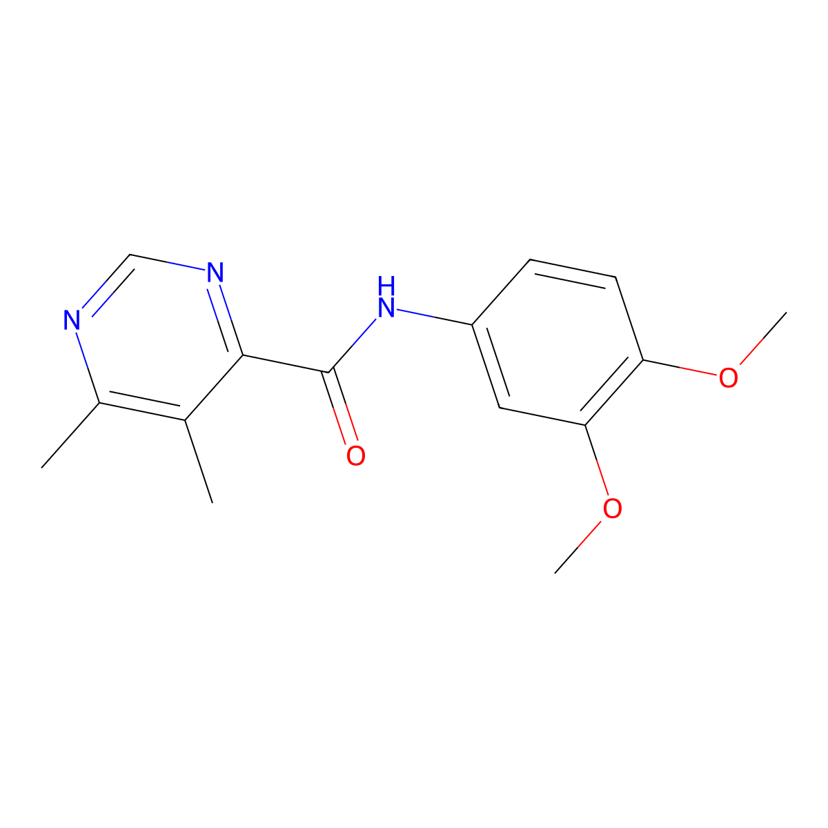 N-(3,4-Dimethoxyphenyl)-5,6-dimethylpyrimidine-4-carboxamide molecular structure, CAS 2415523-54-3
