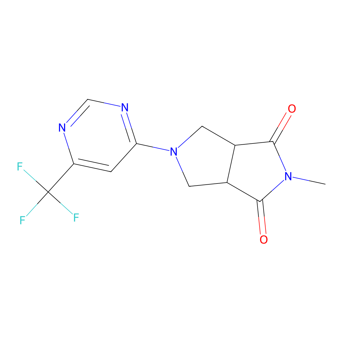 2-Methyl-5-[6-(trifluoromethyl)pyrimidin-4-yl]-octahydropyrrolo[3,4-c]pyrrole-1,3-dione molecular structure, CAS 2415523-57-6