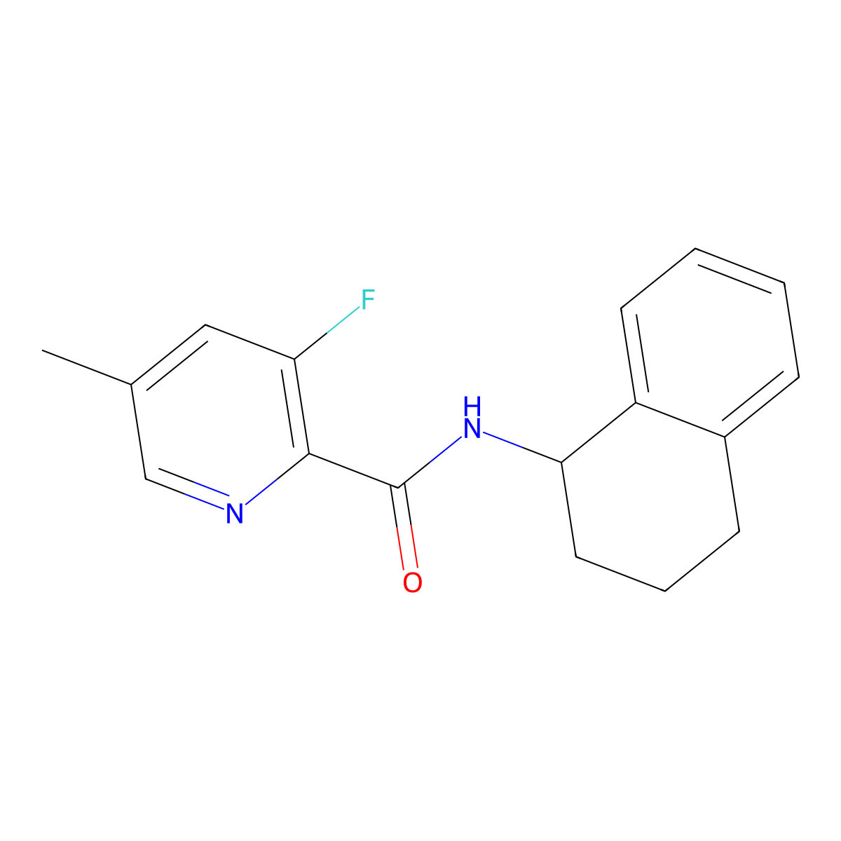 3-fluoro-5-methyl-N-(1,2,3,4-tetrahydronaphthalen-1-yl)pyridine-2-carboxamide molecular structure, CAS 2415523-58-7