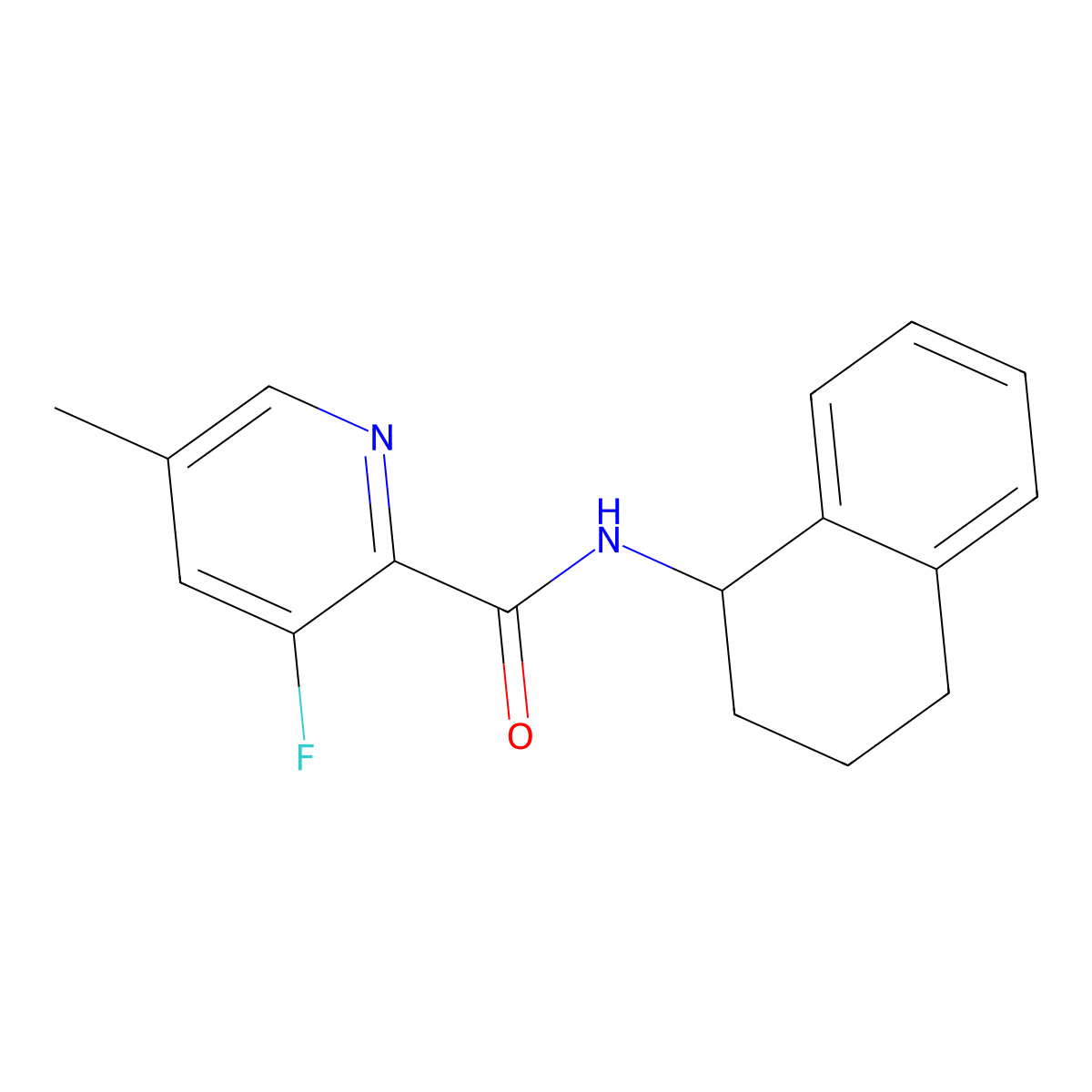 3-fluoro-5-methyl-N-(1,2,3,4-tetrahydronaphthalen-1-yl)pyridine-2-carboxamide molecular structure, CAS 2415523-58-7