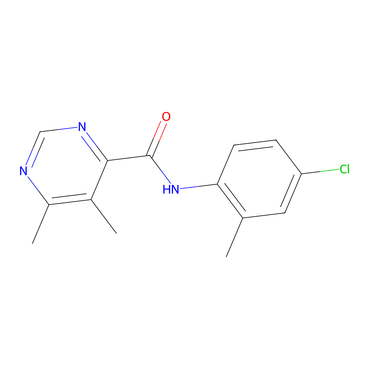 N-(4-Chloro-2-methylphenyl)-5,6-dimethylpyrimidine-4-carboxamide molecular structure, CAS 2415523-63-4
