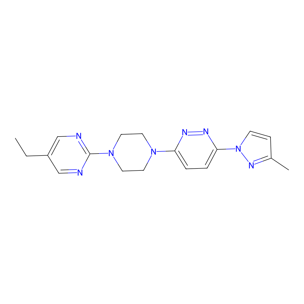 3-[4-(5-ethylpyrimidin-2-yl)piperazin-1-yl]-6-(3-methyl-1H-pyrazol-1-yl)pyridazine molecular structure, CAS 2415523-64-5