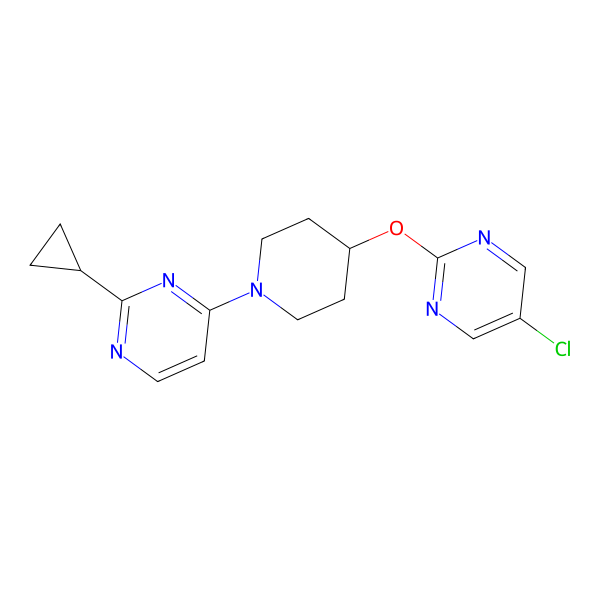 4-{4-[(5-Chloropyrimidin-2-yl)oxy]piperidin-1-yl}-2-cyclopropylpyrimidine molecular structure, CAS 2415523-65-6