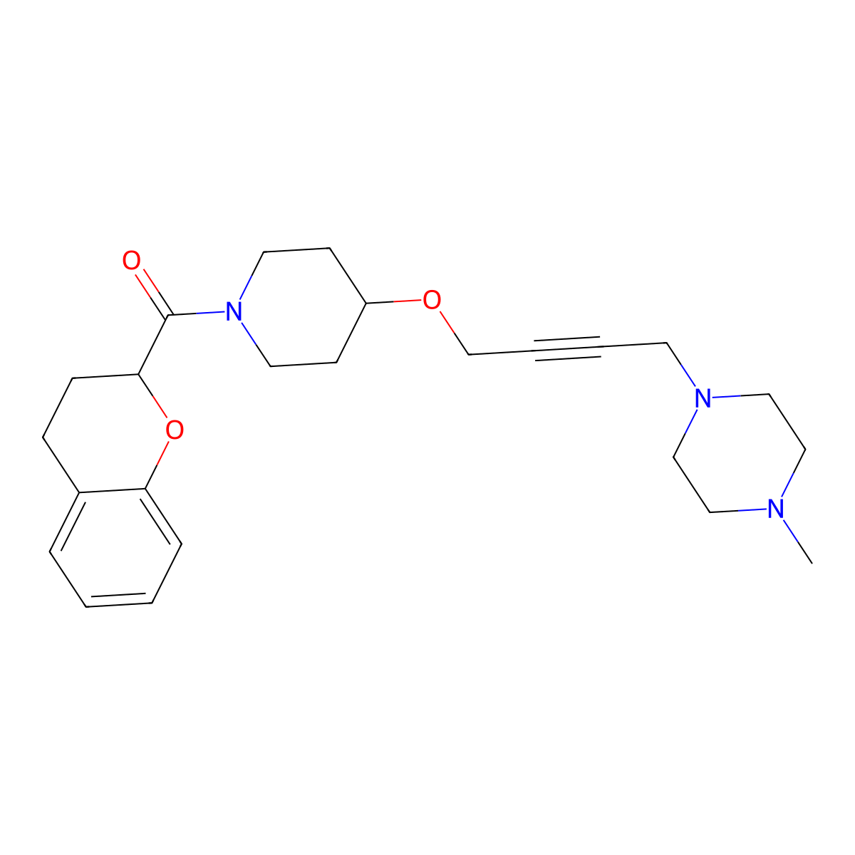 1-(4-{[1-(3,4-dihydro-2H-1-benzopyran-2-carbonyl)piperidin-4-yl]oxy}but-2-yn-1-yl)-4-methylpiperazine molecular structure, CAS 2415523-66-7