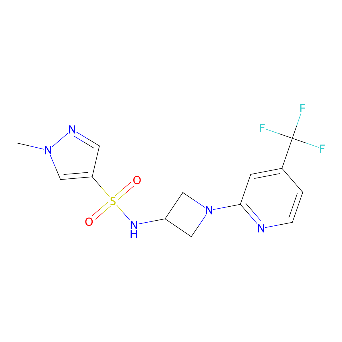 1-methyl-N-{1-[4-(trifluoromethyl)pyridin-2-yl]azetidin-3-yl}-1H-pyrazole-4-sulfonamide molecular structure, CAS 2415523-67-8