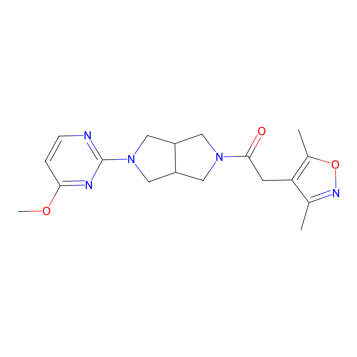 2-(3,5-Dimethyl-1,2-oxazol-4-yl)-1-[5-(4-methoxypyrimidin-2-yl)-octahydropyrrolo[3,4-c]pyrrol-2-yl]ethan-1-one molecular structure, CAS 2415523-77-0