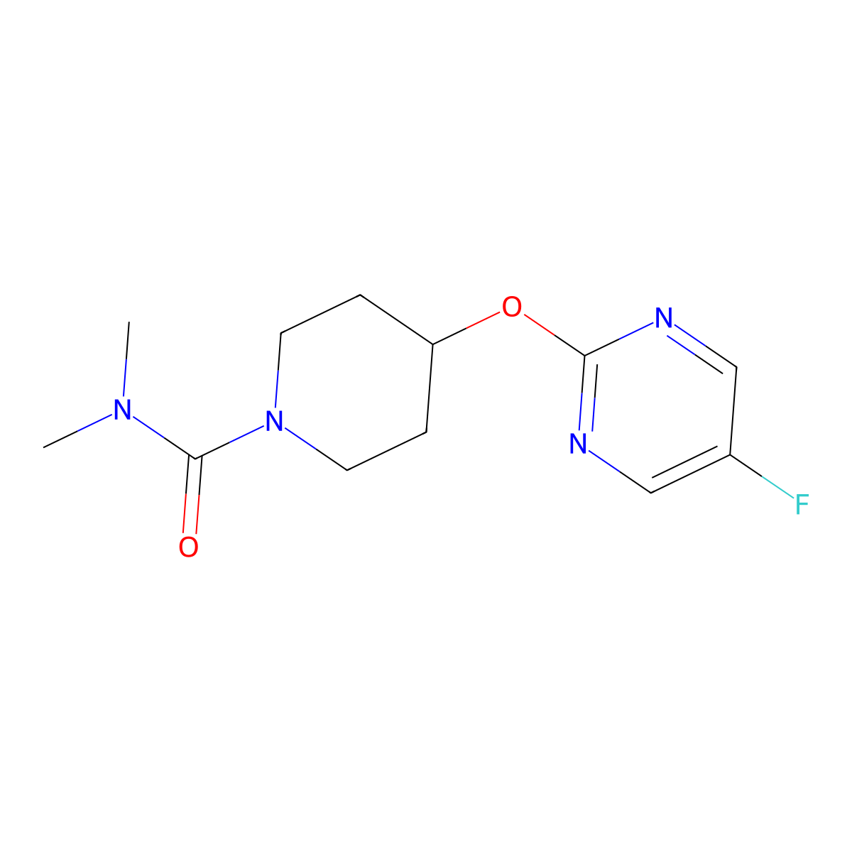 4-[(5-fluoropyrimidin-2-yl)oxy]-N,N-dimethylpiperidine-1-carboxamide molecular structure, CAS 2415523-85-0