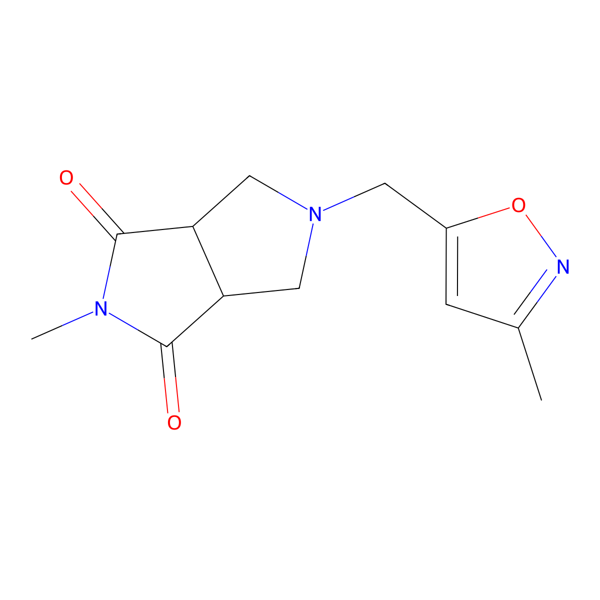 2-Methyl-5-[(3-methyl-1,2-oxazol-5-yl)methyl]-octahydropyrrolo[3,4-c]pyrrole-1,3-dione molecular structure, CAS 2415523-86-1