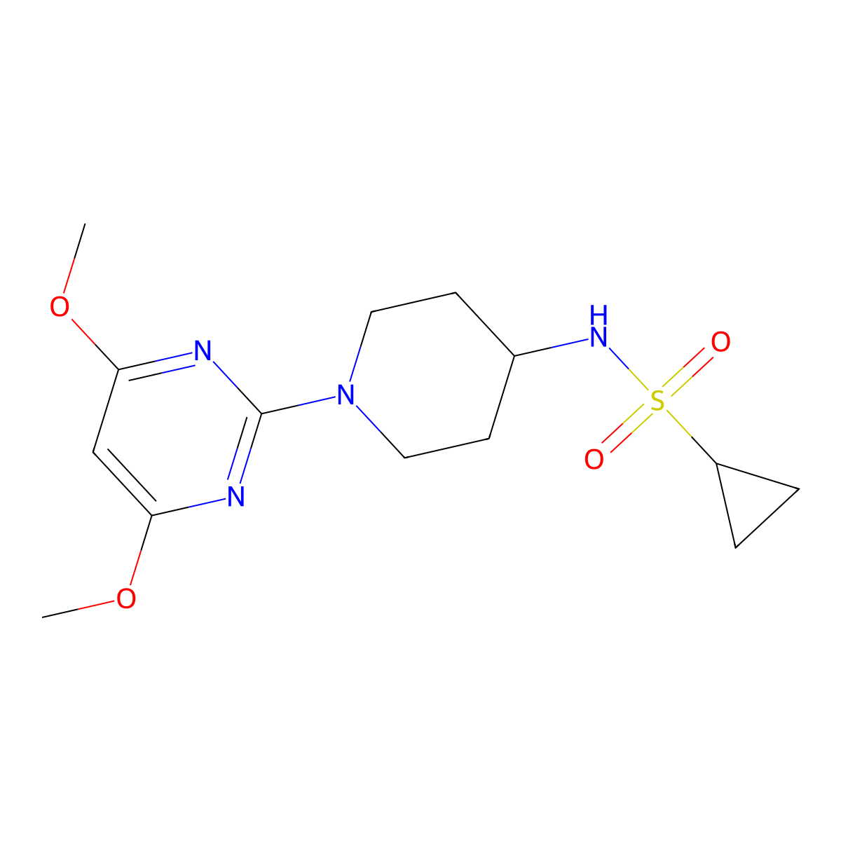 N-[1-(4,6-dimethoxypyrimidin-2-yl)piperidin-4-yl]cyclopropanesulfonamide molecular structure, CAS 2415523-90-7