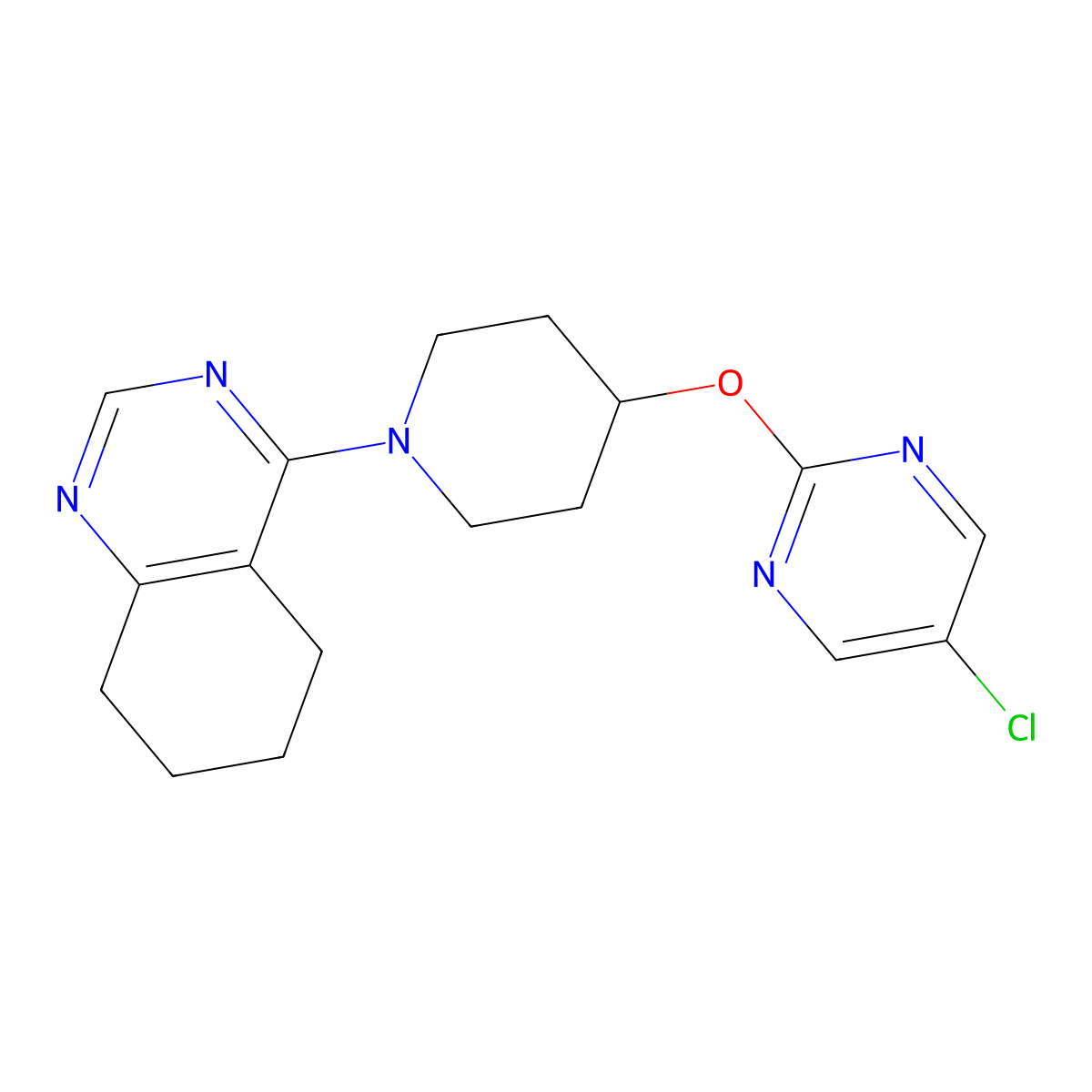 4-{4-[(5-Chloropyrimidin-2-yl)oxy]piperidin-1-yl}-5,6,7,8-tetrahydroquinazoline molecular structure, CAS 2415523-91-8