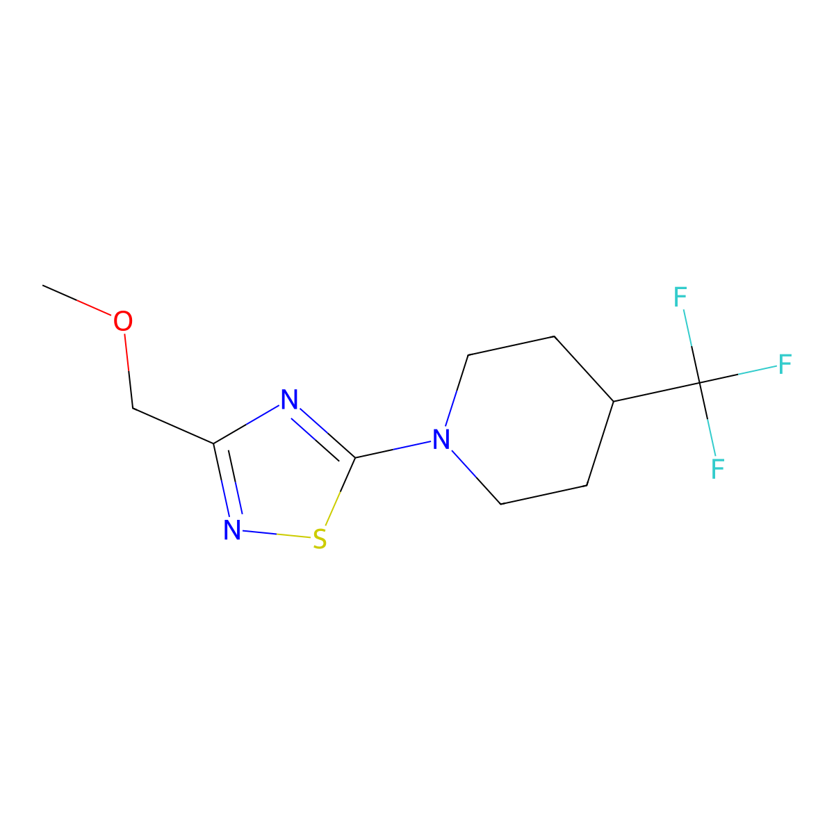 1-[3-(Methoxymethyl)-1,2,4-thiadiazol-5-yl]-4-(trifluoromethyl)piperidine molecular structure, CAS 2415523-93-0