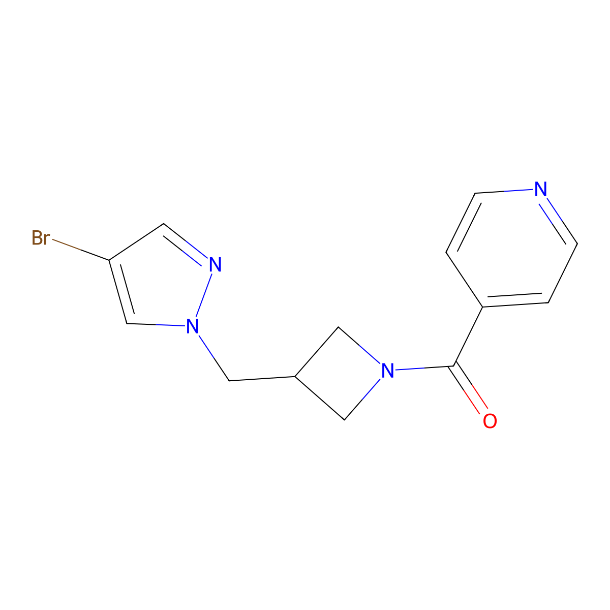 4-{3-[(4-bromo-1H-pyrazol-1-yl)methyl]azetidine-1-carbonyl}pyridine molecular structure, CAS 2415523-95-2