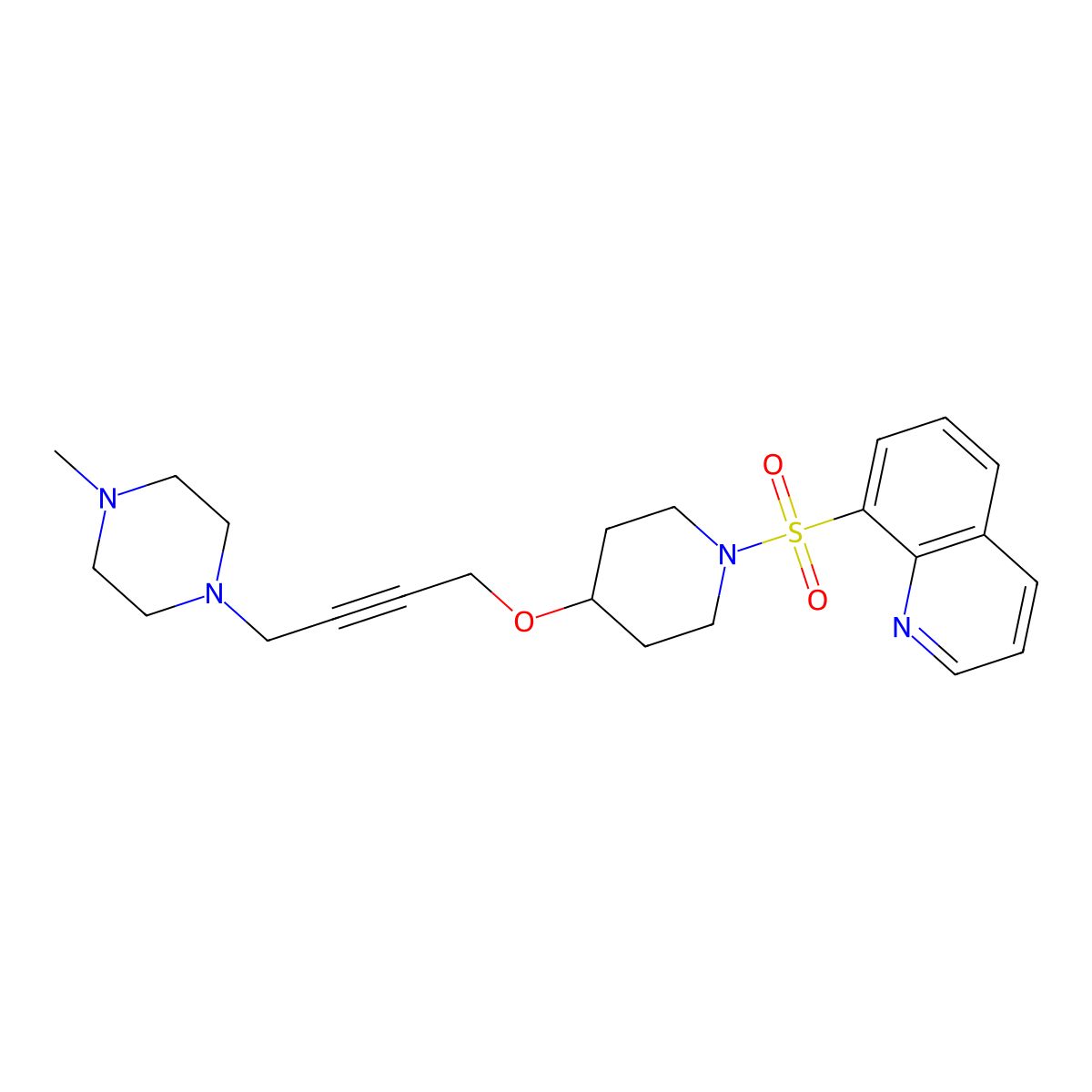 8-[(4-{[4-(4-Methylpiperazin-1-yl)but-2-yn-1-yl]oxy}piperidin-1-yl)sulfonyl]quinoline molecular structure, CAS 2415523-97-4