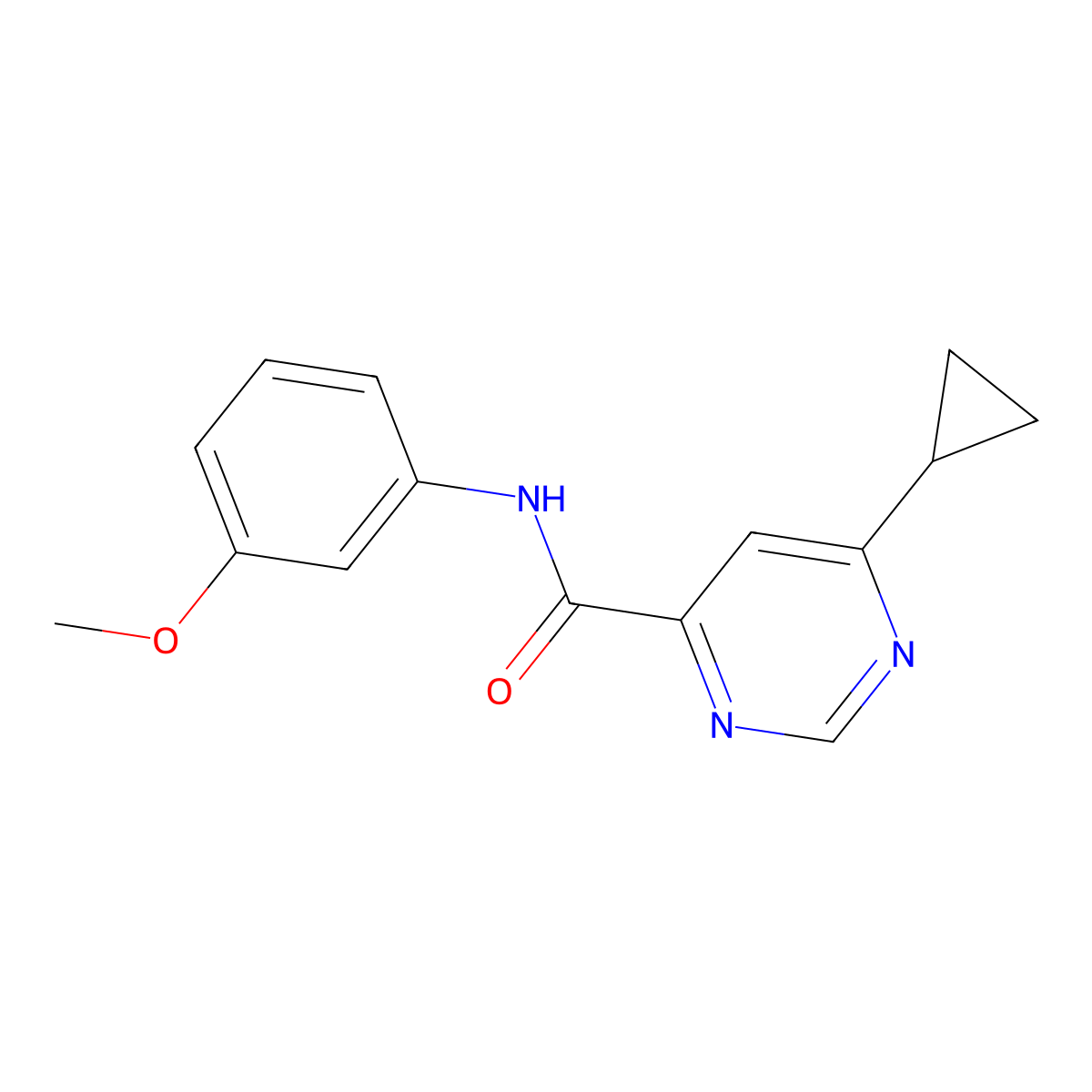 6-Cyclopropyl-N-(3-methoxyphenyl)pyrimidine-4-carboxamide molecular structure, CAS 2415524-02-4