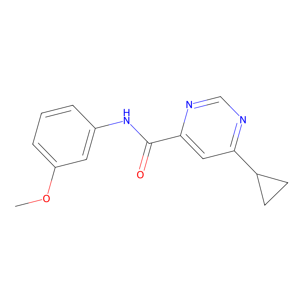 6-Cyclopropyl-N-(3-methoxyphenyl)pyrimidine-4-carboxamide molecular structure, CAS 2415524-02-4
