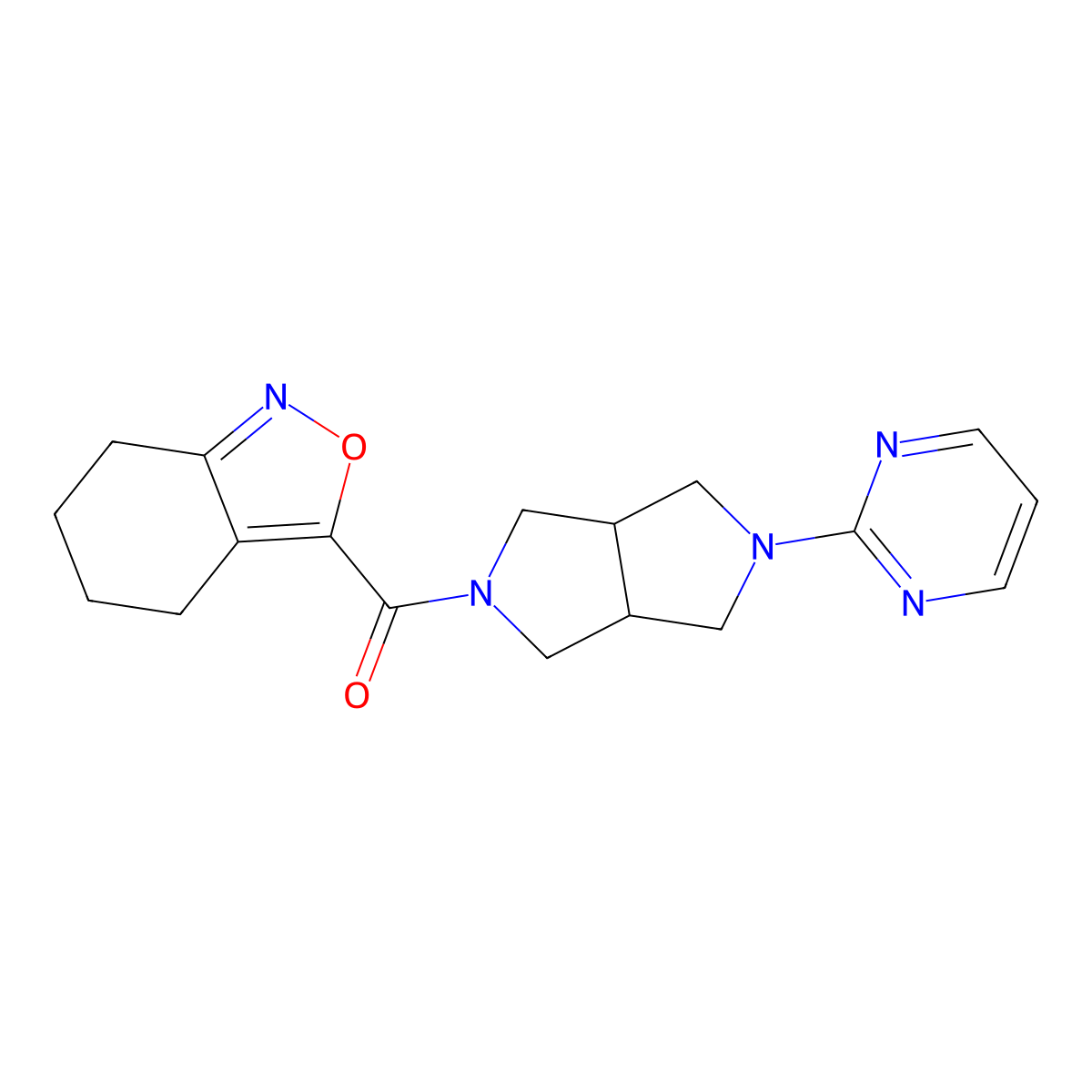 3-[5-(Pyrimidin-2-yl)-octahydropyrrolo[3,4-c]pyrrole-2-carbonyl]-4,5,6,7-tetrahydro-2,1-benzoxazole molecular structure, CAS 2415524-06-8