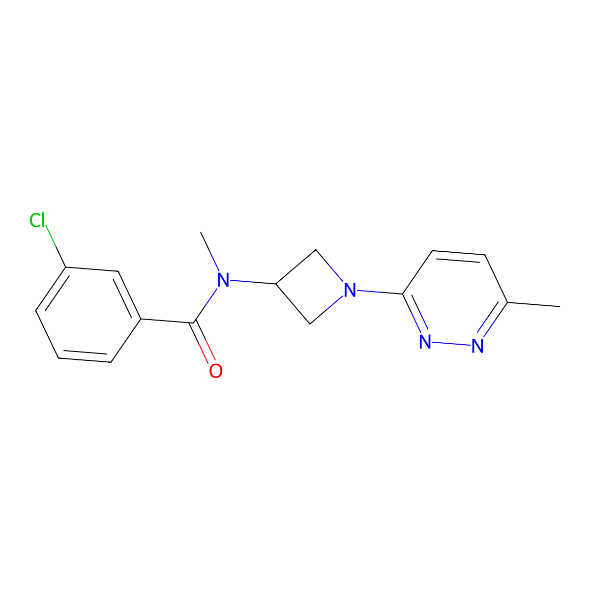 3-chloro-N-methyl-N-[1-(6-methylpyridazin-3-yl)azetidin-3-yl]benzamide molecular structure, CAS 2415524-11-5