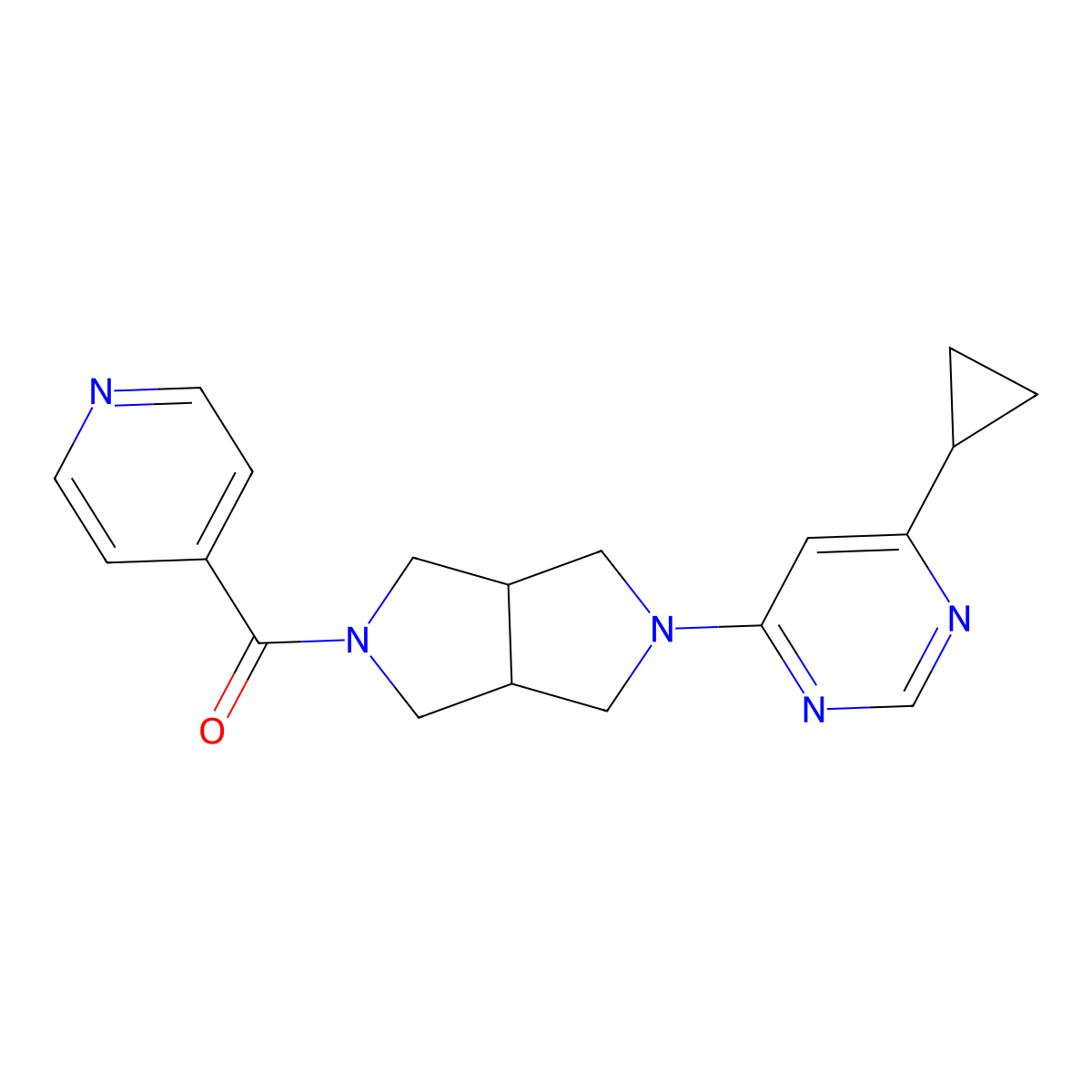 4-Cyclopropyl-6-[5-(pyridine-4-carbonyl)-octahydropyrrolo[3,4-c]pyrrol-2-yl]pyrimidine molecular structure, CAS 2415524-13-7