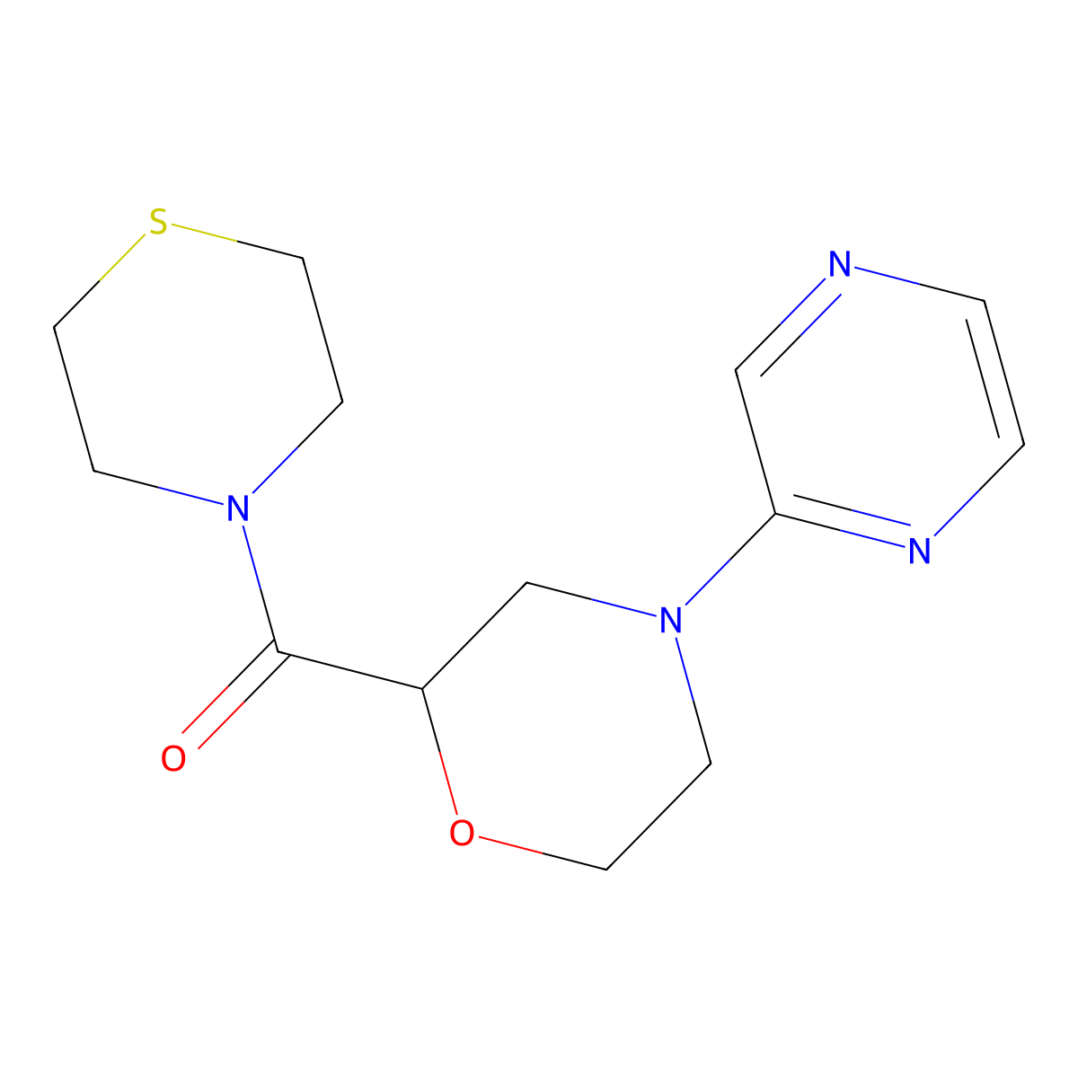 4-(Pyrazin-2-yl)-2-(thiomorpholine-4-carbonyl)morpholine molecular structure, CAS 2415524-14-8