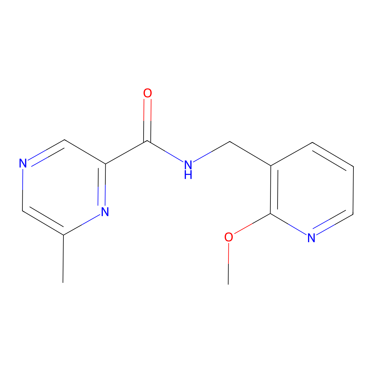 N-[(2-Methoxypyridin-3-yl)methyl]-6-methylpyrazine-2-carboxamide molecular structure, CAS 2415524-15-9