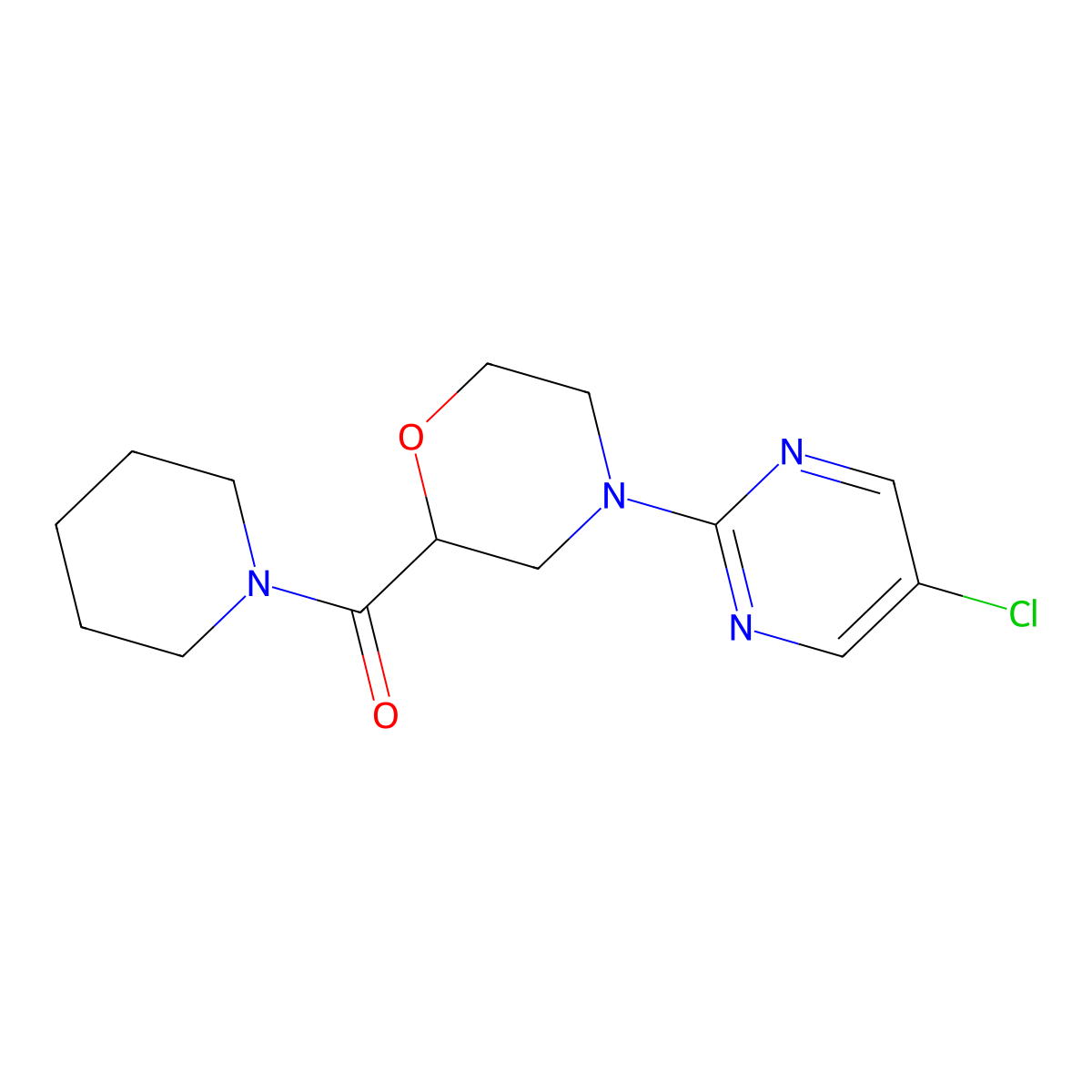 4-(5-Chloropyrimidin-2-yl)-2-(piperidine-1-carbonyl)morpholine molecular structure, CAS 2415524-17-1