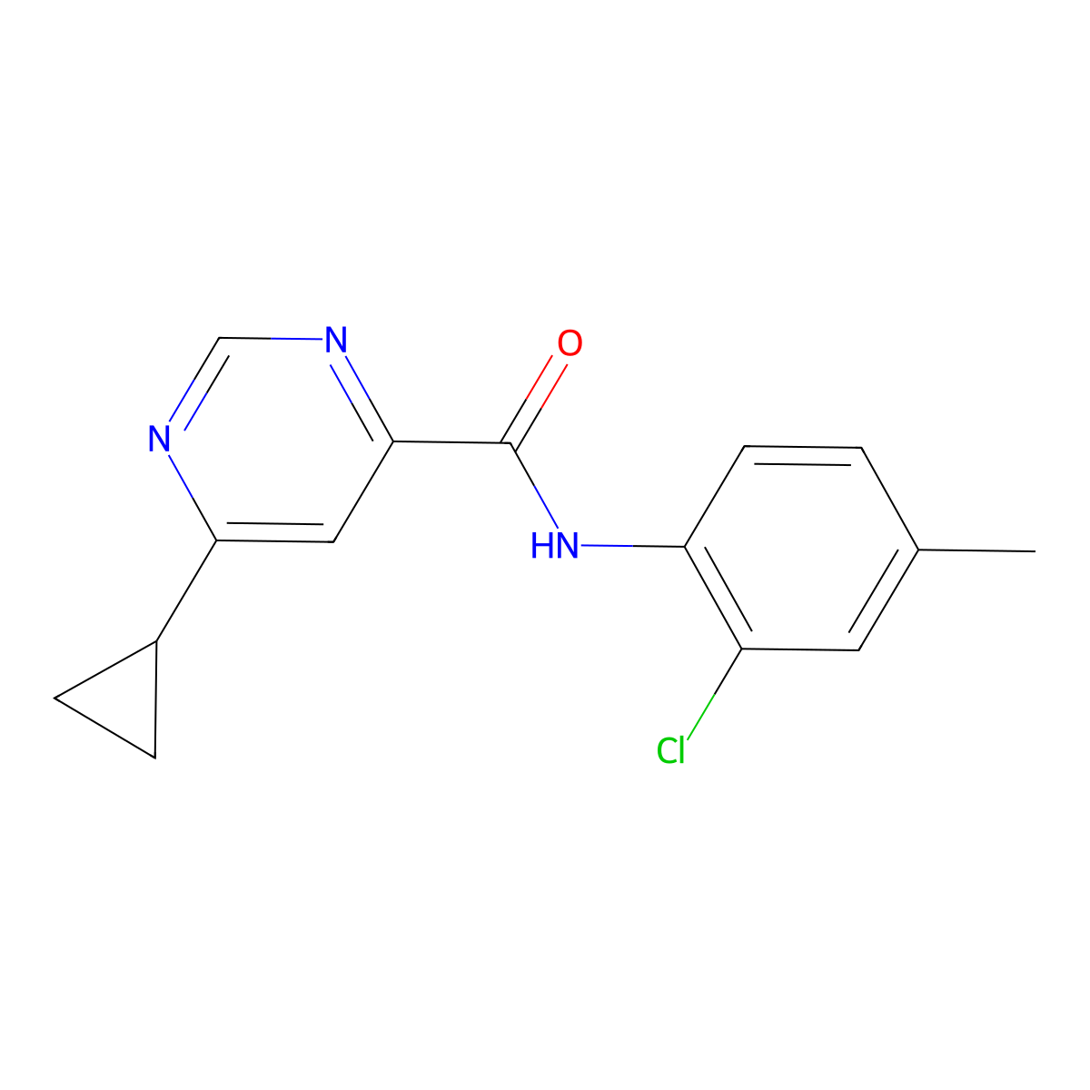 N-(2-Chloro-4-methylphenyl)-6-cyclopropylpyrimidine-4-carboxamide molecular structure, CAS 2415524-18-2