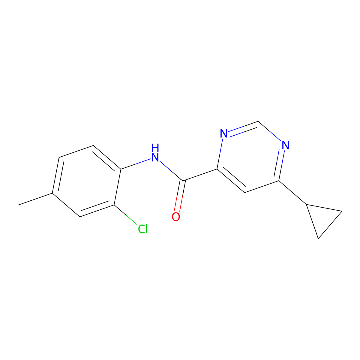 N-(2-Chloro-4-methylphenyl)-6-cyclopropylpyrimidine-4-carboxamide molecular structure, CAS 2415524-18-2